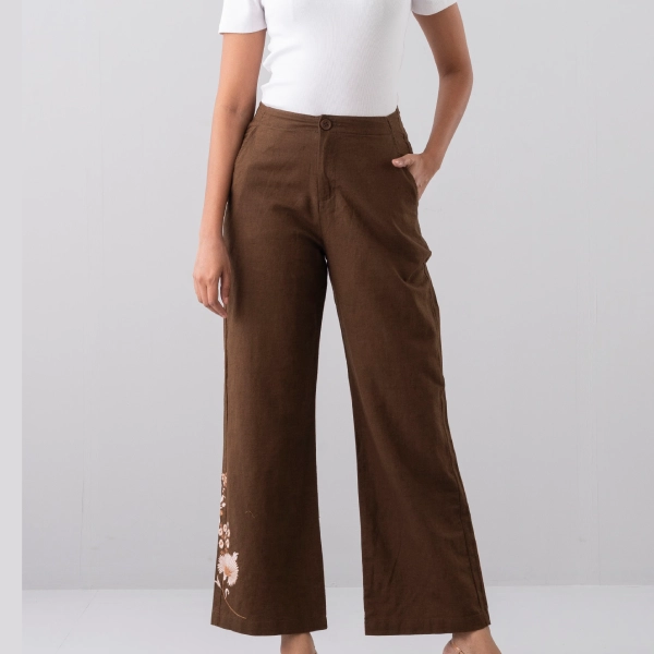 Embroidered Wide-Leg